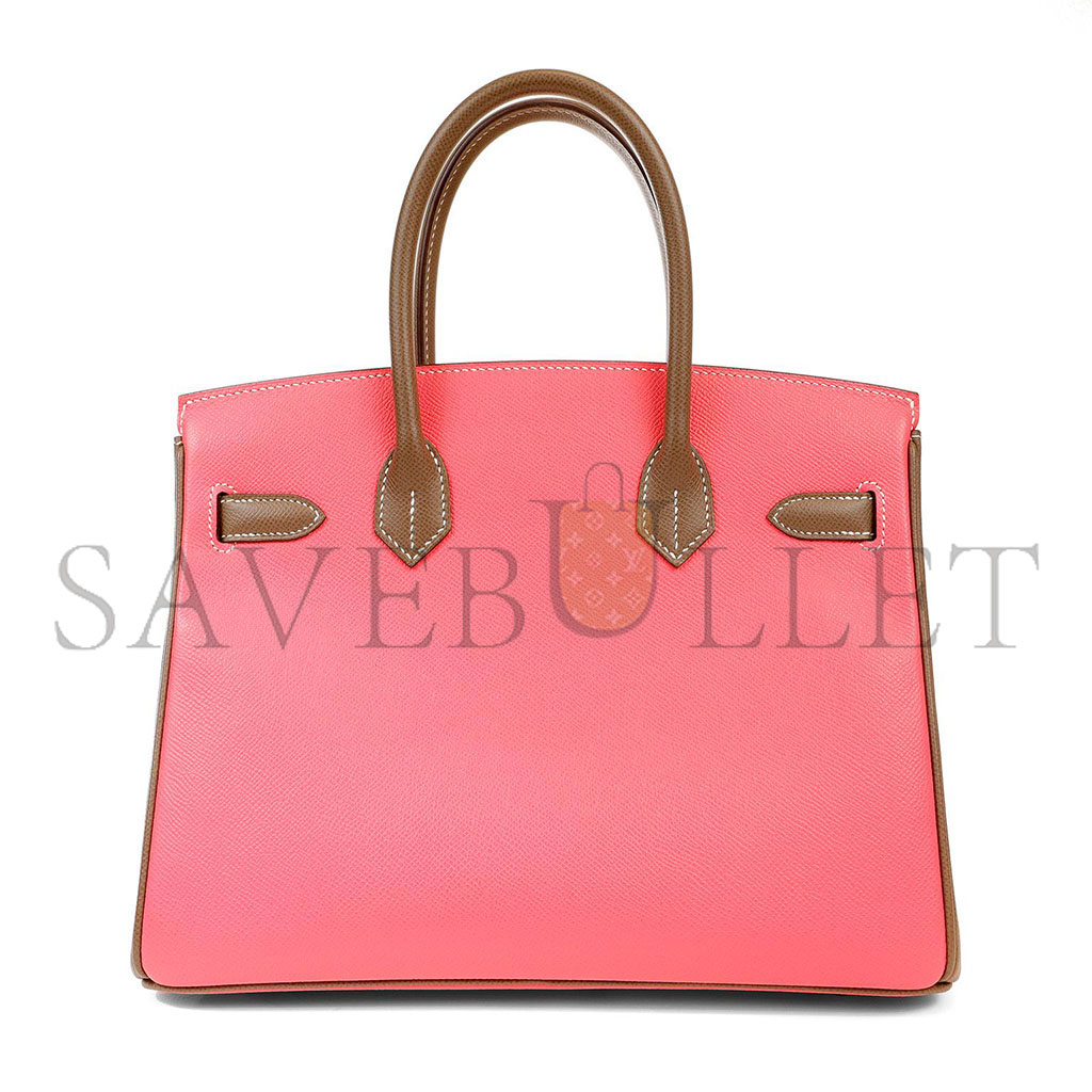 HERMÈS BIRKIN 30 EPSOM LIPSTICK PINK AND ELEPHANT GREY GOLD BUCKLE 1028115538752 (30*23*15cm)